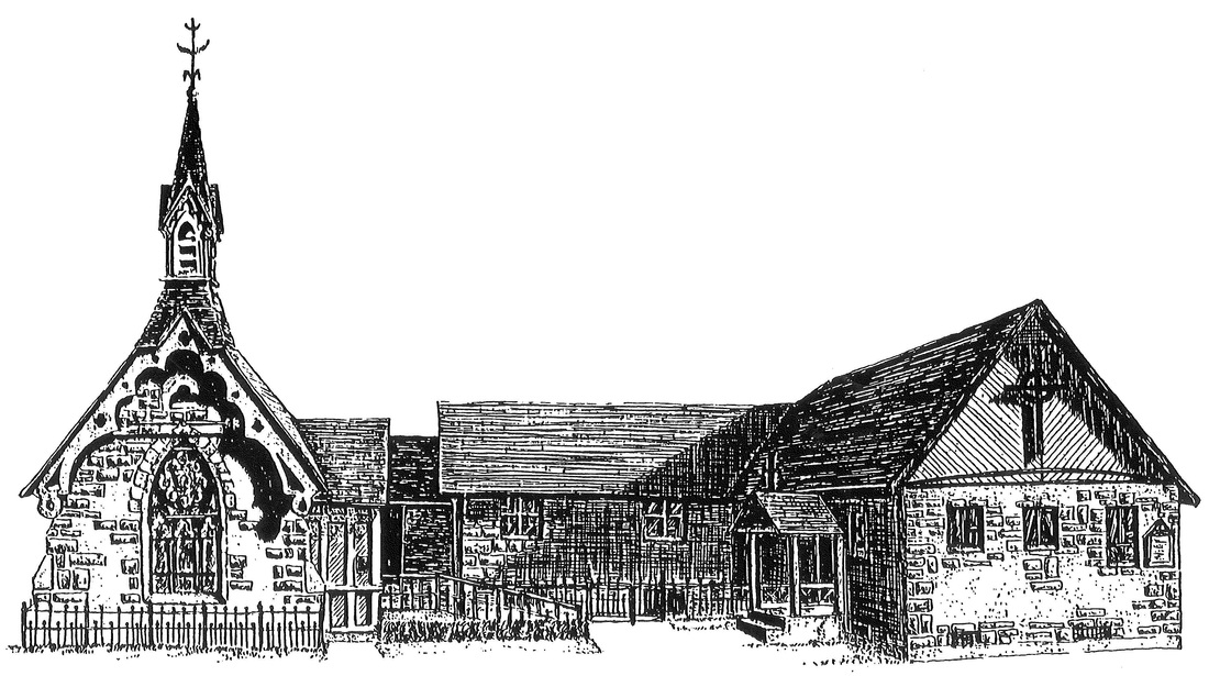 Drawing of Good Shepherd Church in the 1950s.